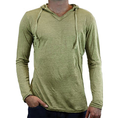 Mens Loose Solid Long Sleeve Hood